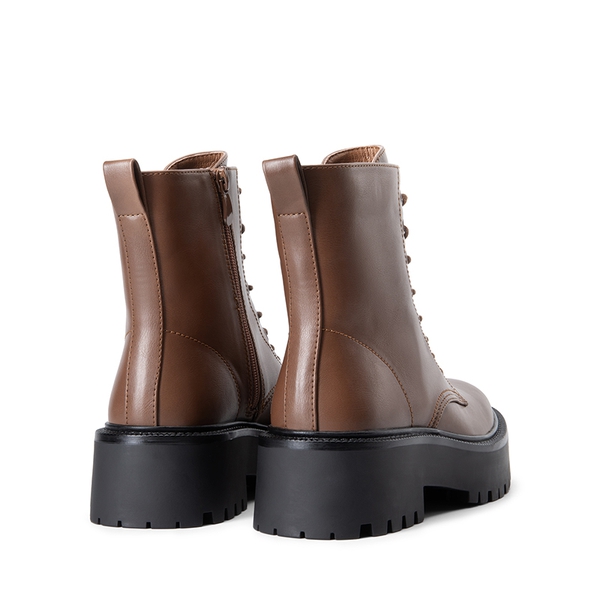 Chunky Non-Slip Combat Ankle Boots - BROWN-PU - 4